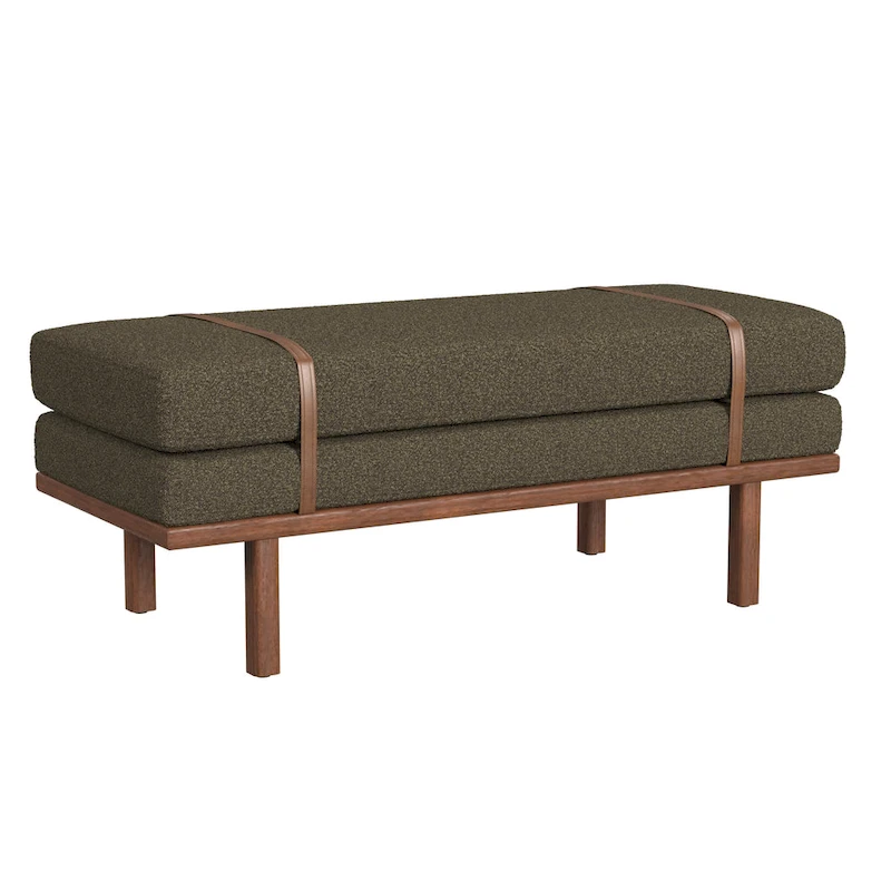HomePop upholstered Bench with Wood Base