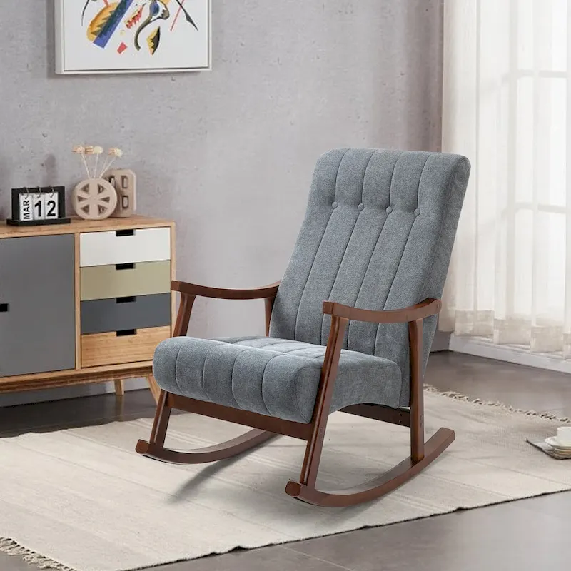 AVAWING Upholstered Rocking Chair ModernHighBackArmchair
