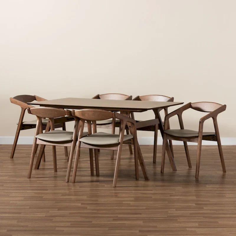 Harland Mid-Century Modern 7-Piece Dining Set