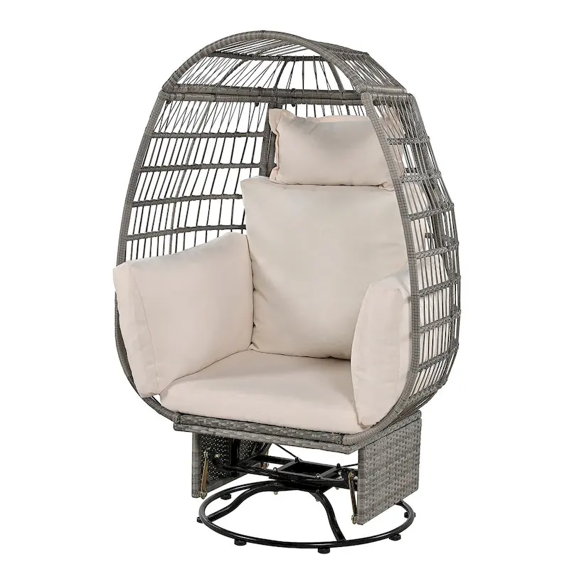 Outdoor Swivel Chair with Cushions,for Balcony,Poolside and Garden