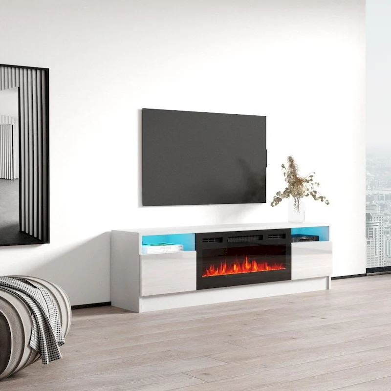 Duke 01 BL-EF Electric Fireplace 63 TV Stand