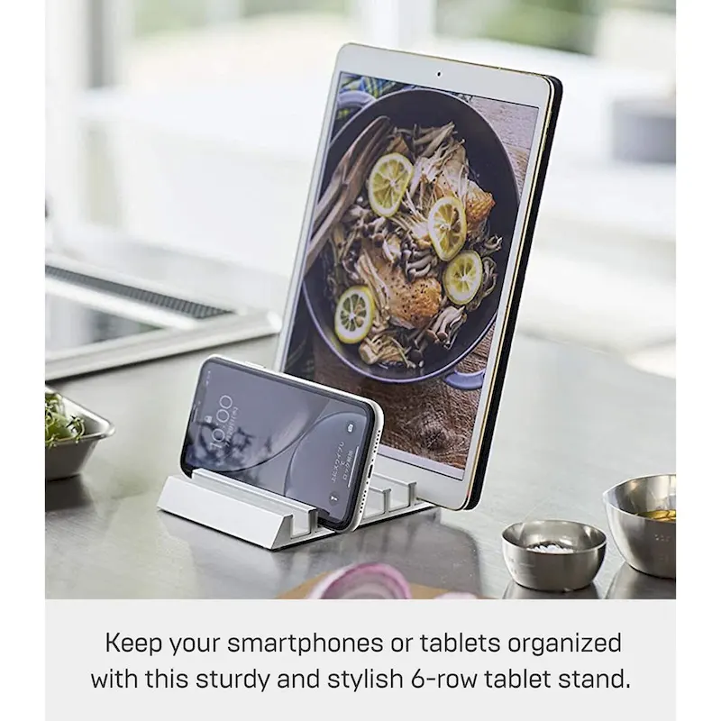 Yamazaki Home Phone and Tablet Stand - Aluminum, Aluminum - L 5.12 x W 3.94 x H 0.71 inches
