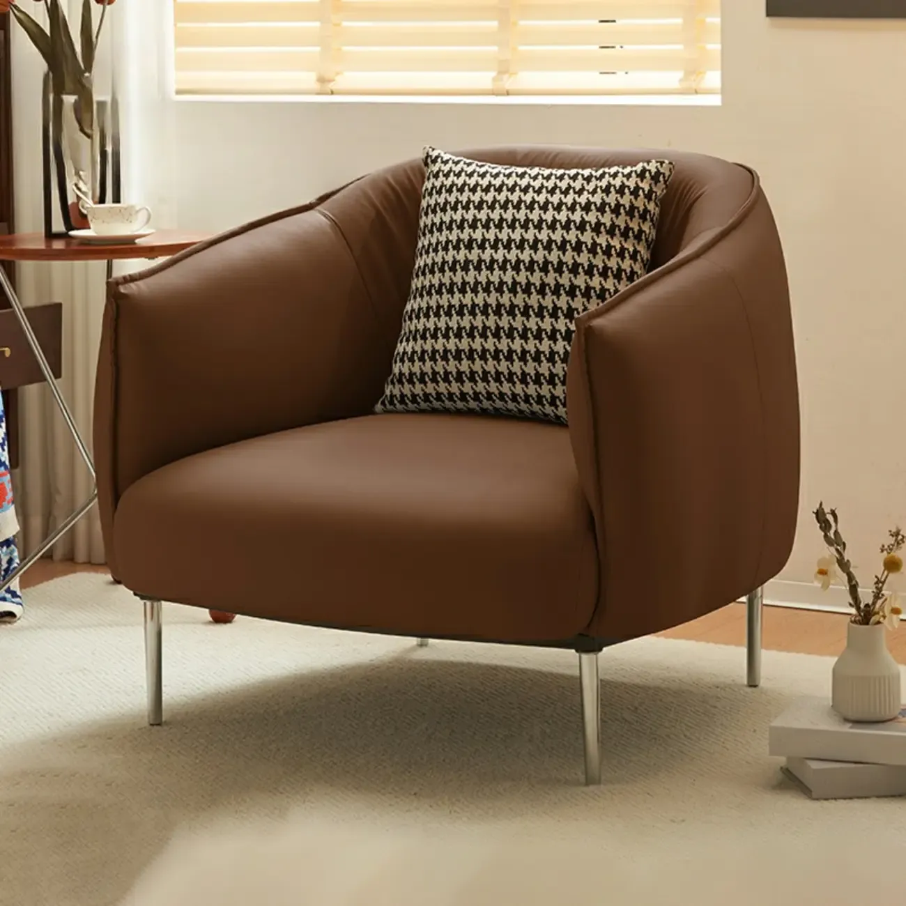 Modern Black Leather Lounge Chair Living Room