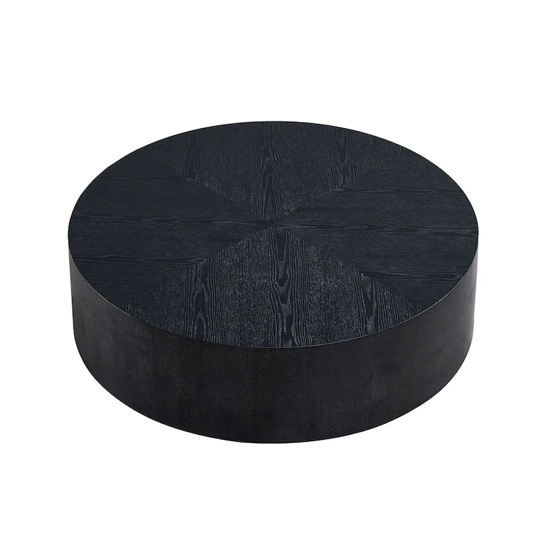 35.43 Inch Modern Round Coffee Table MDF Coffee Table for Living Room,Drum Center Table for Apartment,No Need Assembly