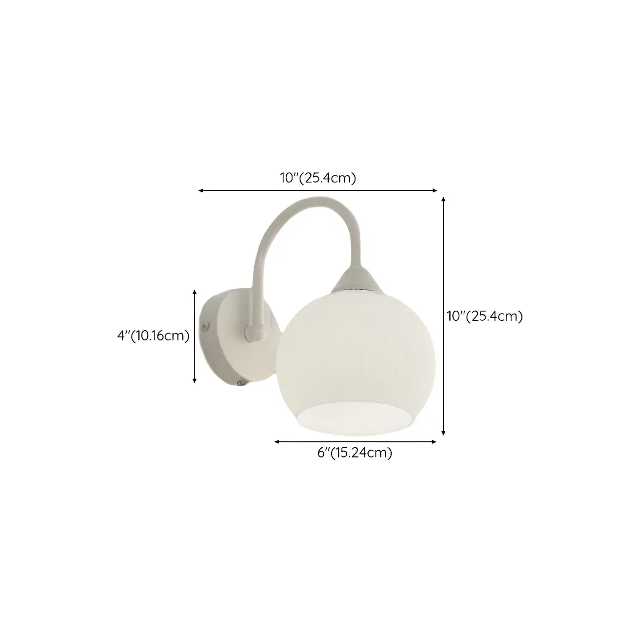 Dome-Shape White Wall Sconce with White Glass Shade