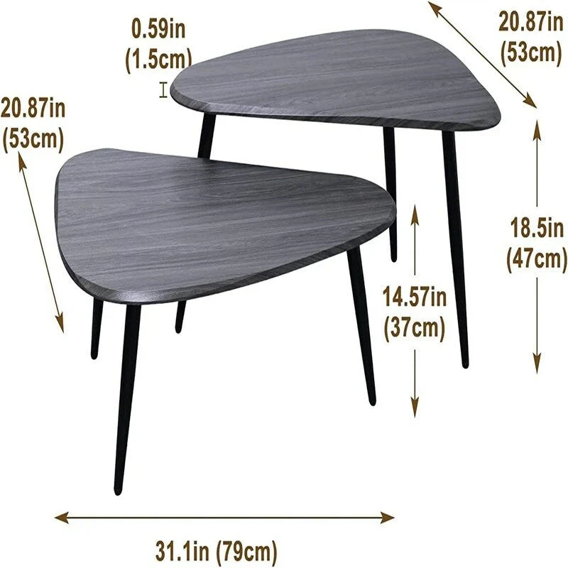 2 piece coffee table set black - 20.87D x 31.1W x 18.5H