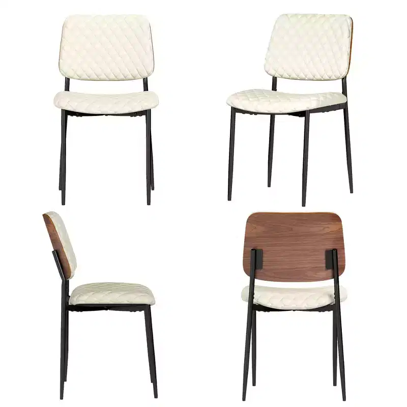 TYBOATLE Mid Century Dining Chairs Set of 2, Quilted PU Leather Kitchen Chairs with Bentwood Back, Industrial Upholstered Side Chairs