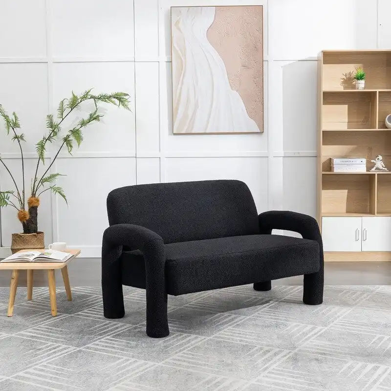 SEYNAR Mid-Century Modern Boucle 51 Solid Wood Curved Sofa