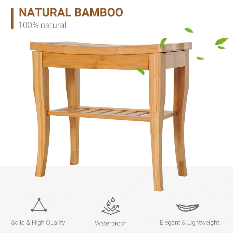 Long Bamboo Shower Bench Seat