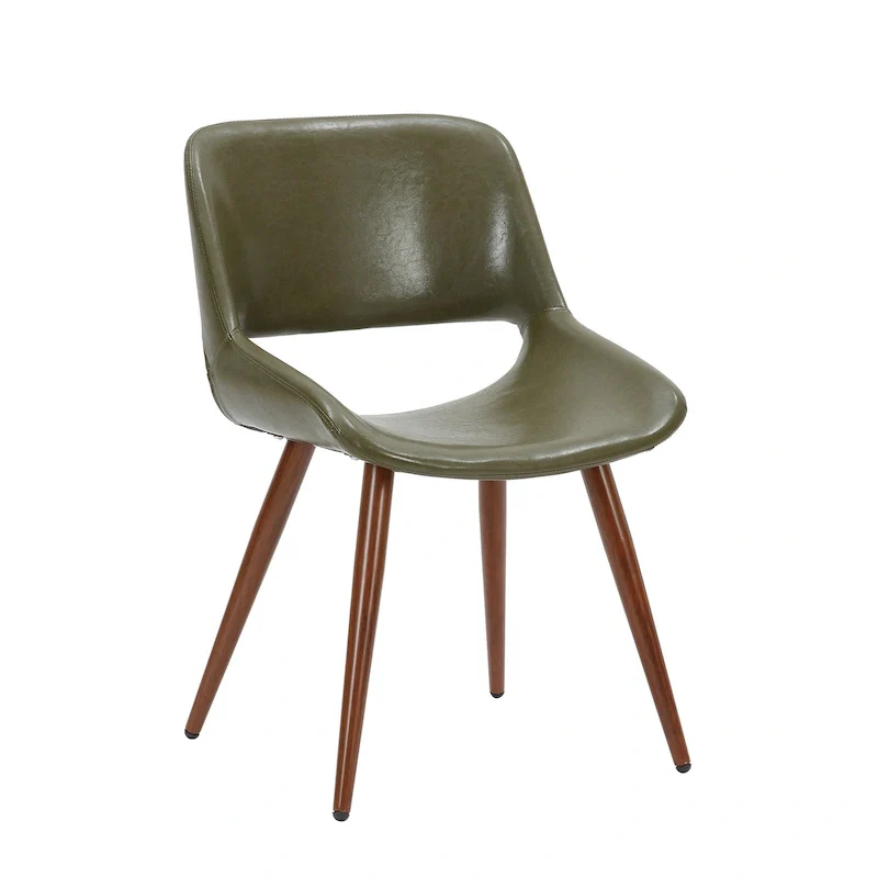 Langa Faux Leather Mid-Century Dining Chair with Metal Legs