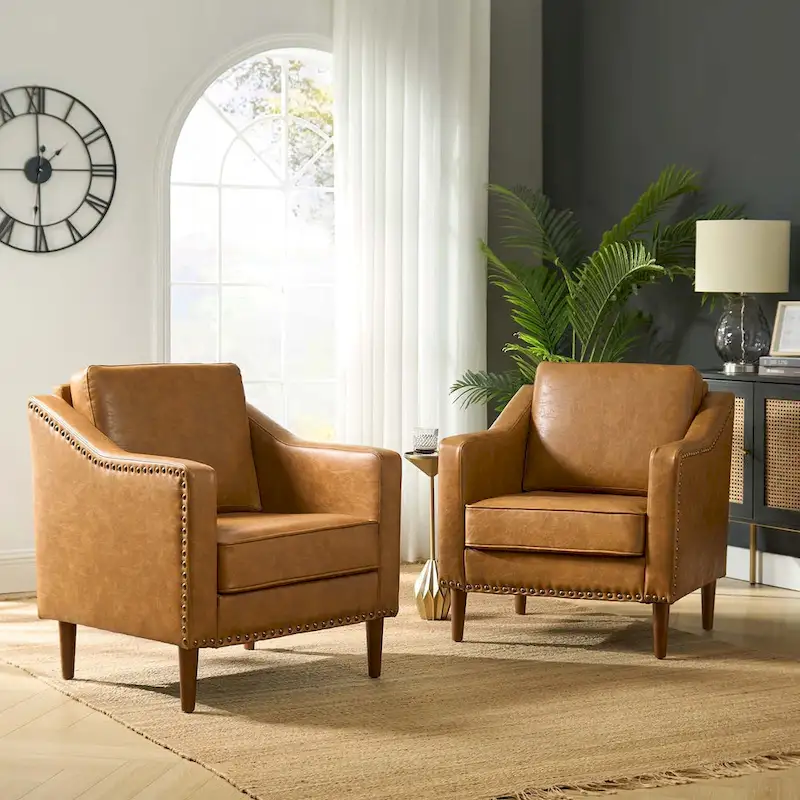Duarte Transitional Armchair with Sloped Arms Set of 2