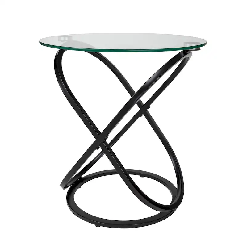 Galaxy Tempered Glass Round End Table - Modern Sculptural Design