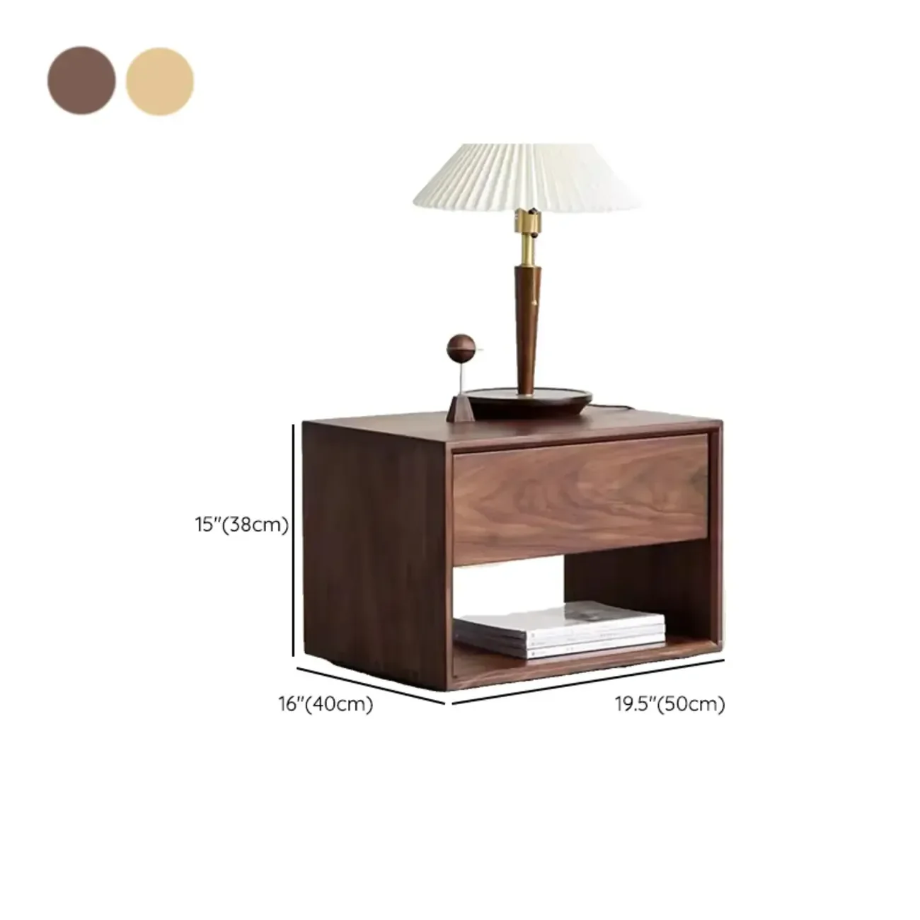 Mid-Century Modern Solid Wood Nightstand with Drawer