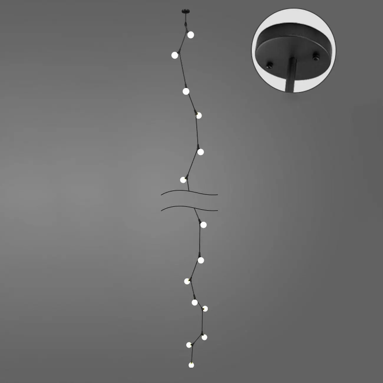 Modern Gold Branch Globe Glass Downrod Stairwell Chandelier