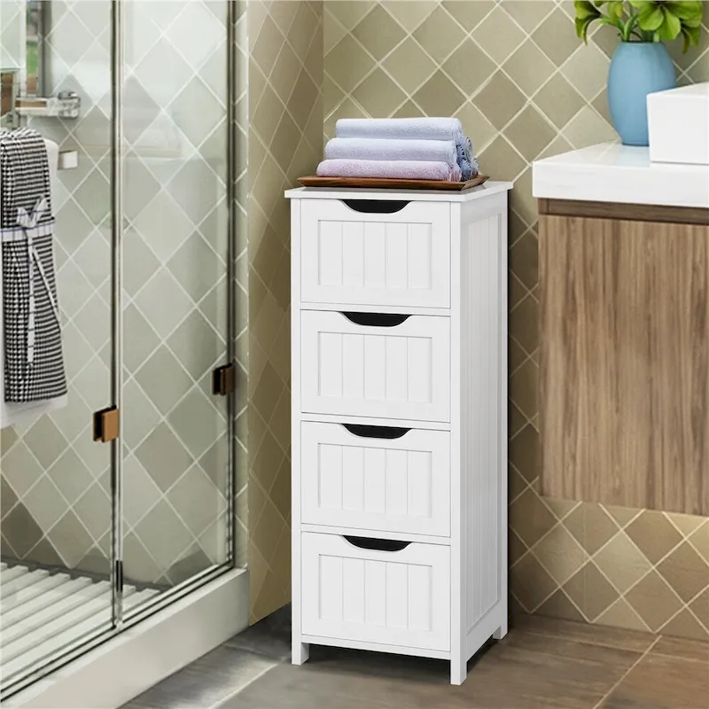 Bathroom Floor Cabinet Slim Bath Cabinet with 4 Drawers