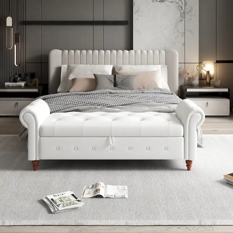 63 Fabric Bed Bench With Storage