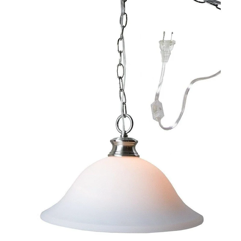Glass Shade Swag Lamp Brushed Nickel