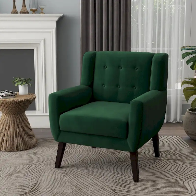 Velvet Upholstered Armchair Tufted Accent Chair