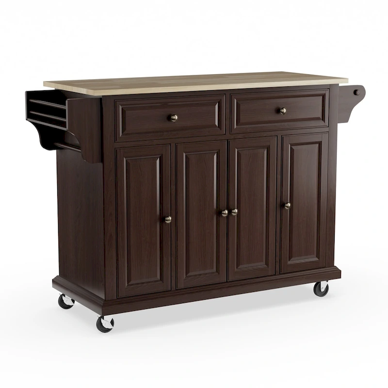 Crosley Full Size Mahogany Wood Kitchen Cart/ Island - 18d x 51.5w x 36h