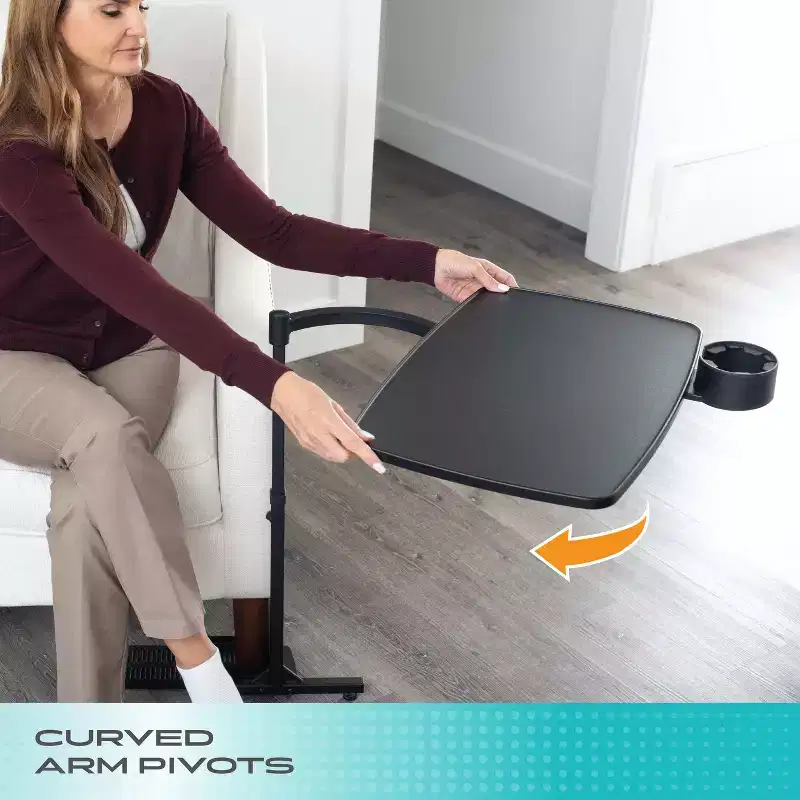 Stander Wonder Tray, Adjustable Swivel TV Tray & Laptop Desk with Cupholder & Laptop Wedges, XL, Black