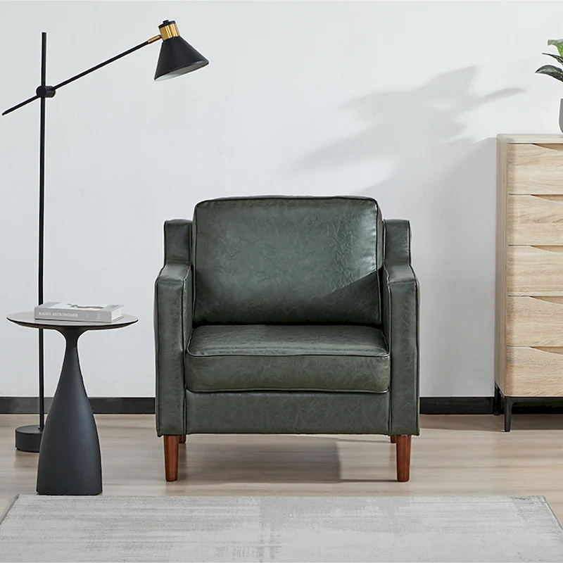 Sedona Modern Accent Chair, Faux Linen / Vegan Leather Armchair