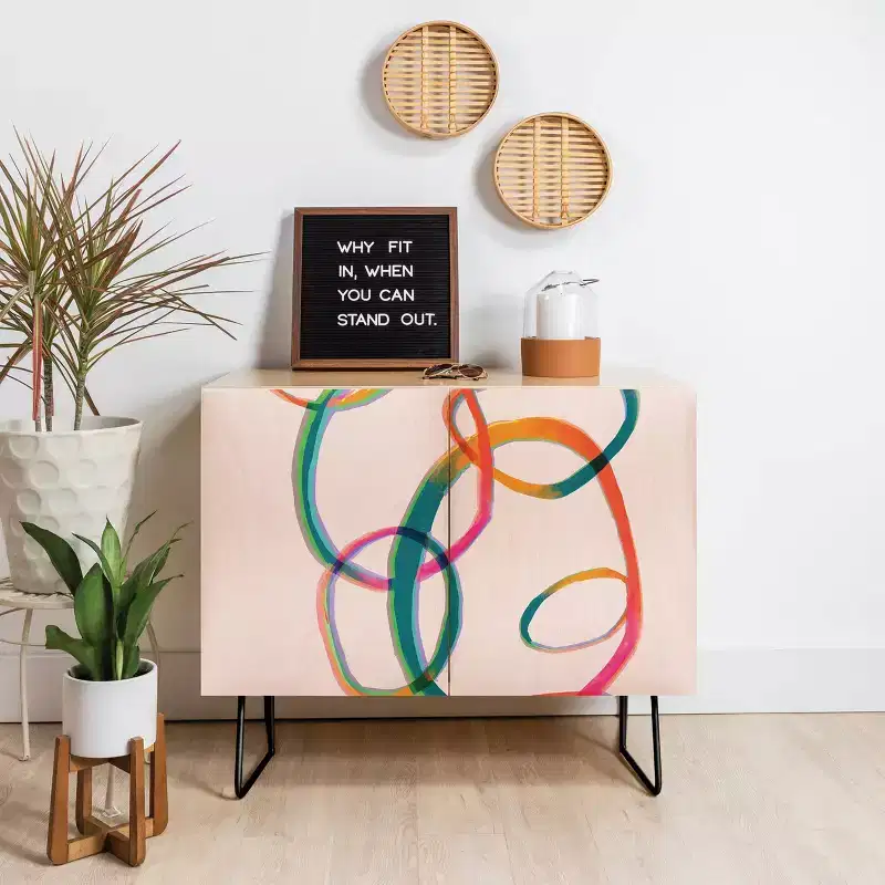 ThirtyOne Illustrations Love and Aberration Black Legged Credenza - Deny Designs
