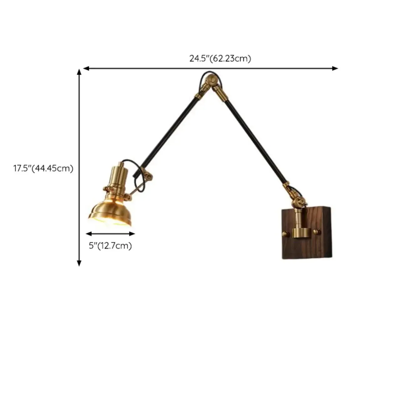 Industrial Amber Swing Arm LED Wall Sconce with Glass Shade