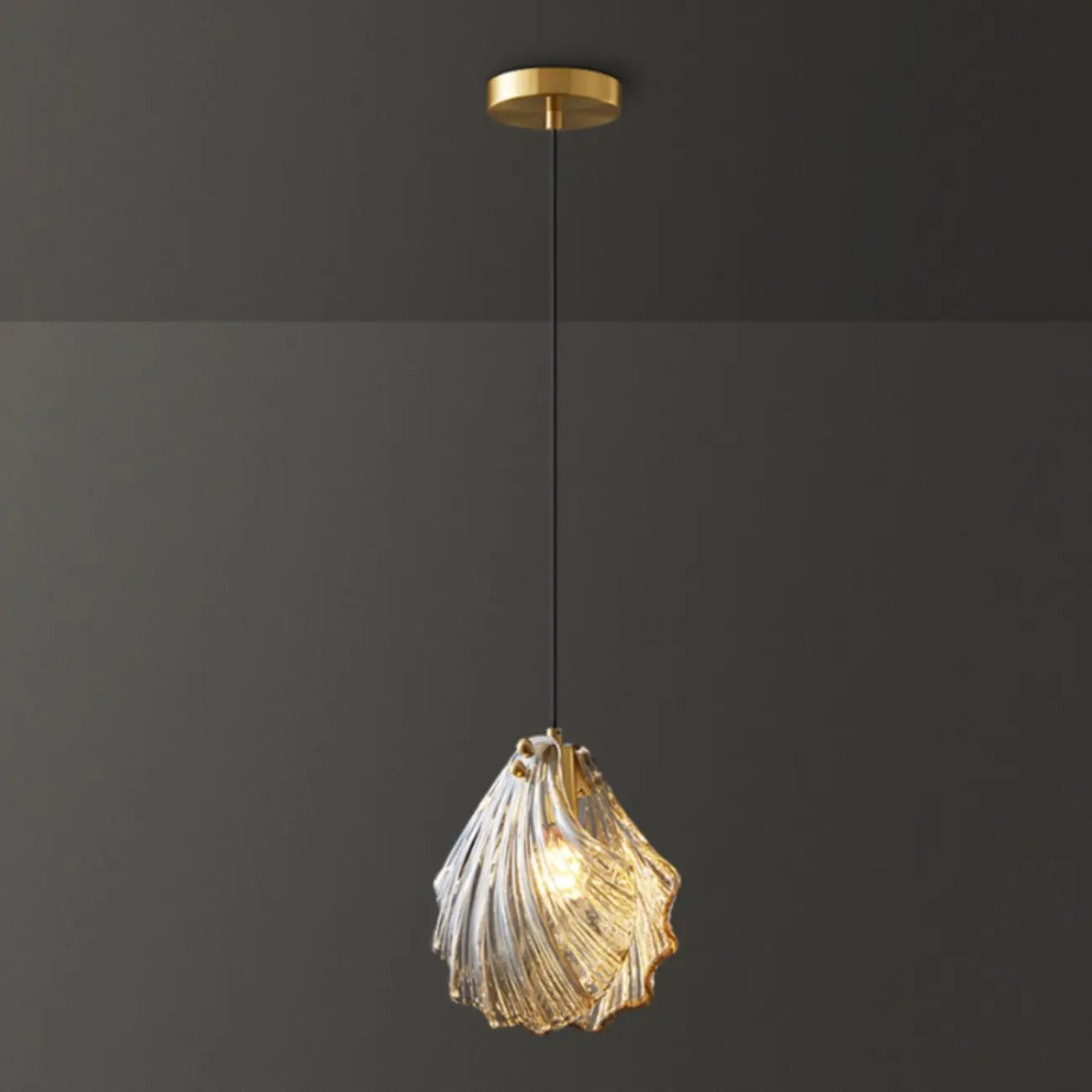 Modern Gold Clear Glass Shell Pendant Light