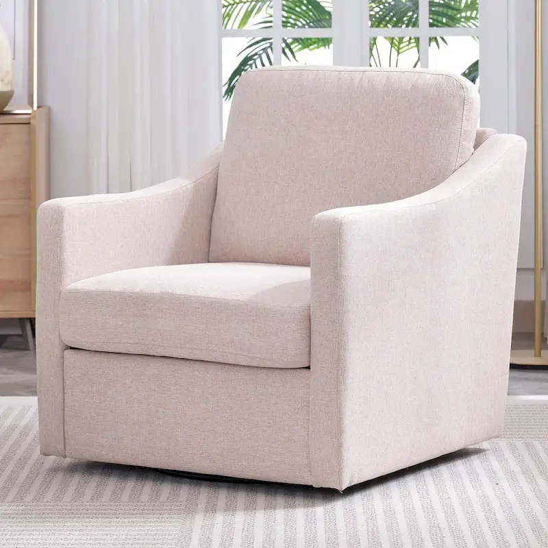 Mixoy 360 Degree Swivel Accent Sofa Chair,Linen Square Armchair