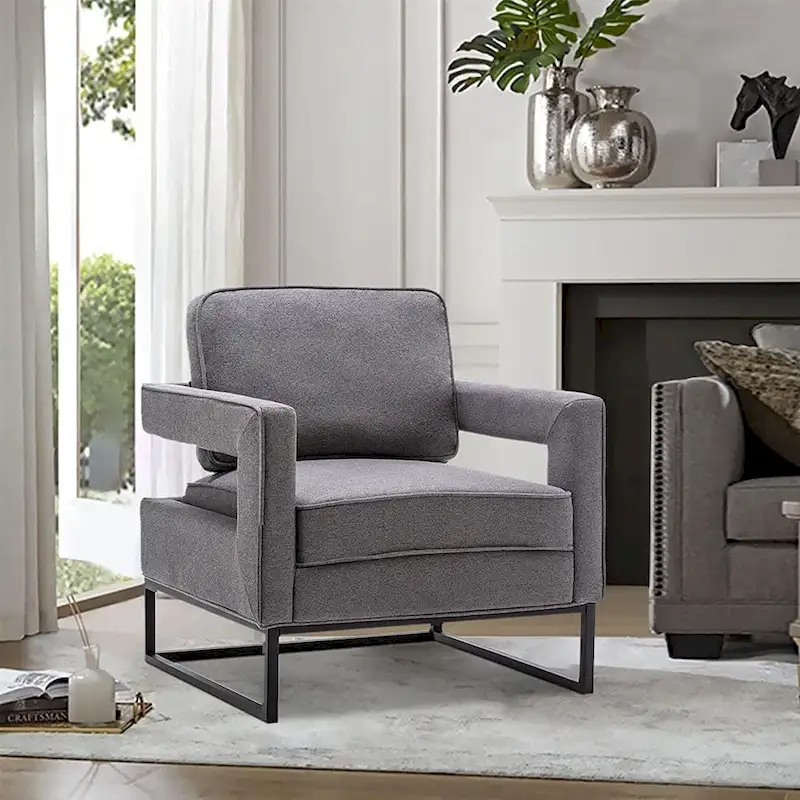 Modern Arm Accent Chair, Mid Century Living Room Chair Upholstered Lounge Chair