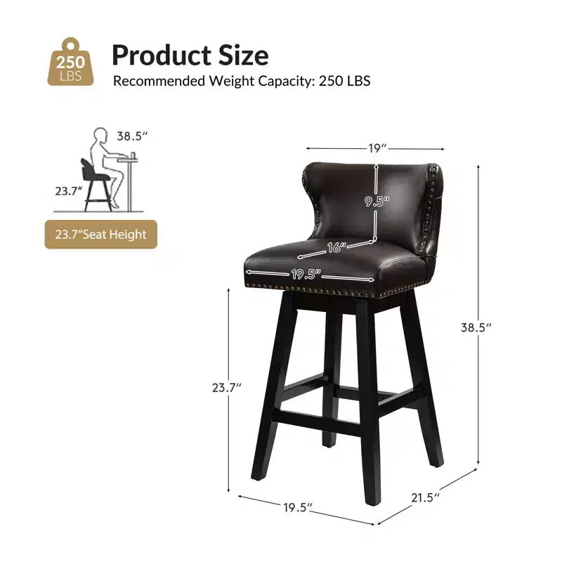 Johannes Swivel Bar & Counter Stool Set of 2|HULALA HOME