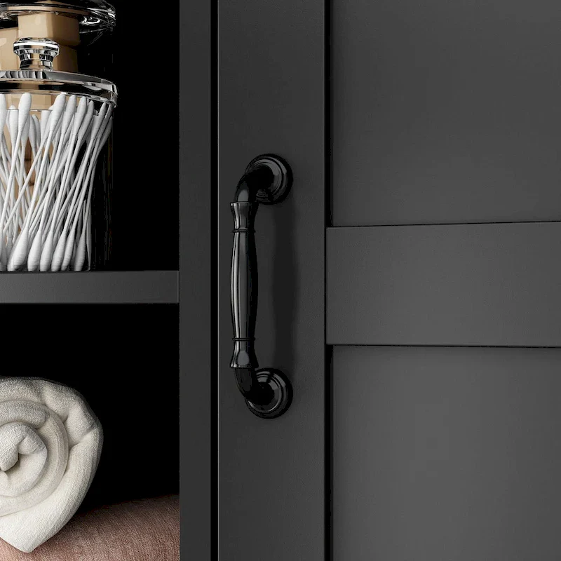 Sleek White Laundry Bathroom Cabinet with Unique Rotating Drawers