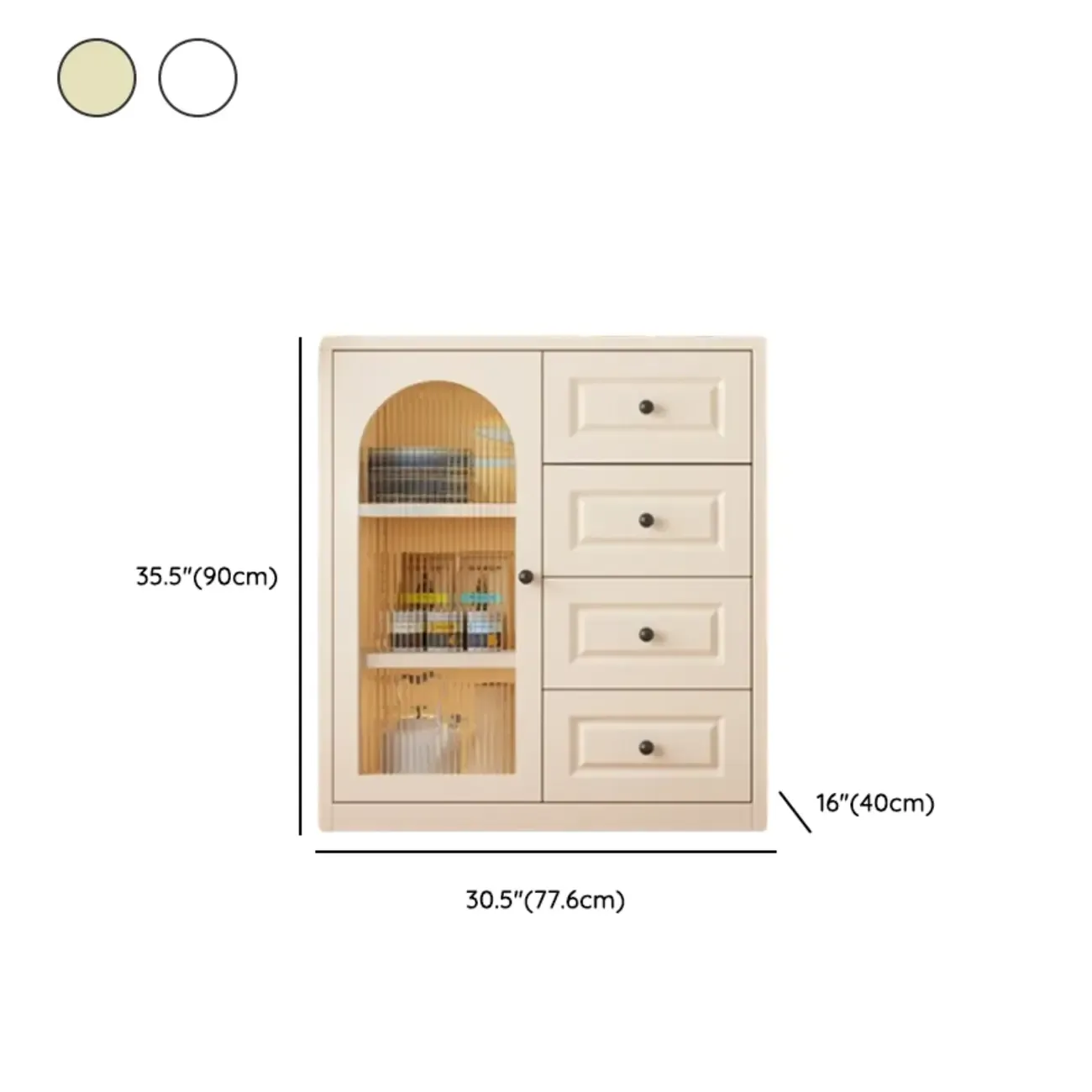 Narrow Metal White Buffet Cabinet with Drawer