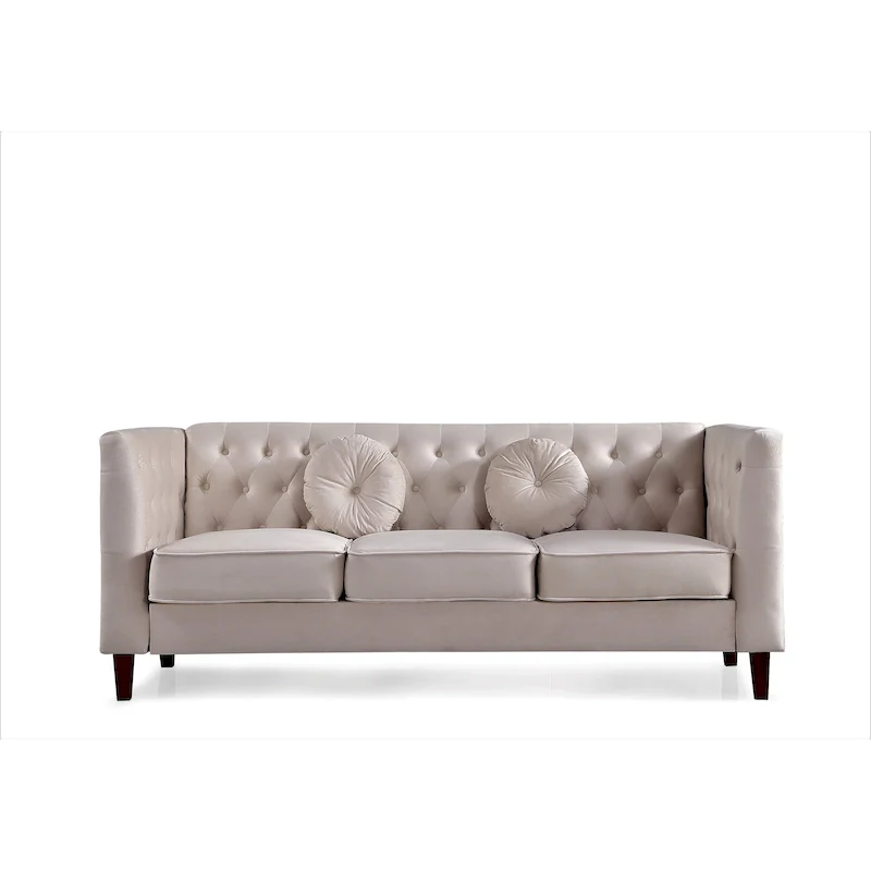 US PRIDE FURNITURE Velvet Classic Chesterfield Sofa with Wood legs