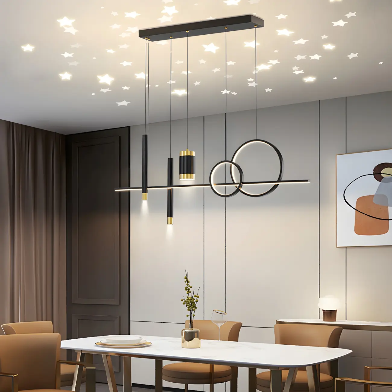Trendy Modern Metal Cylinder Multi-Light Pendant