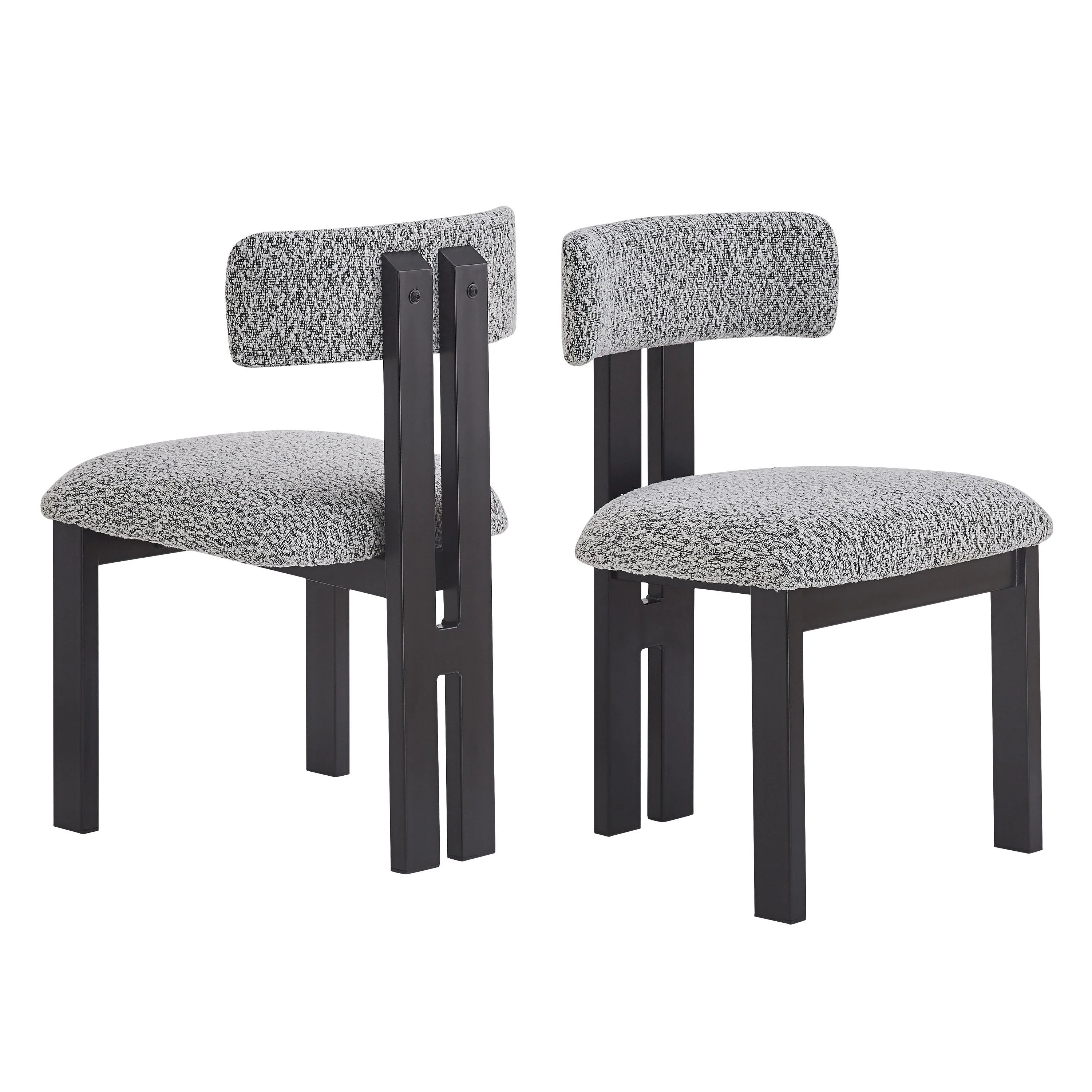 Set of 2 Modern Upholstered Dining Chairs Fabric with Sturdy Iron Frame