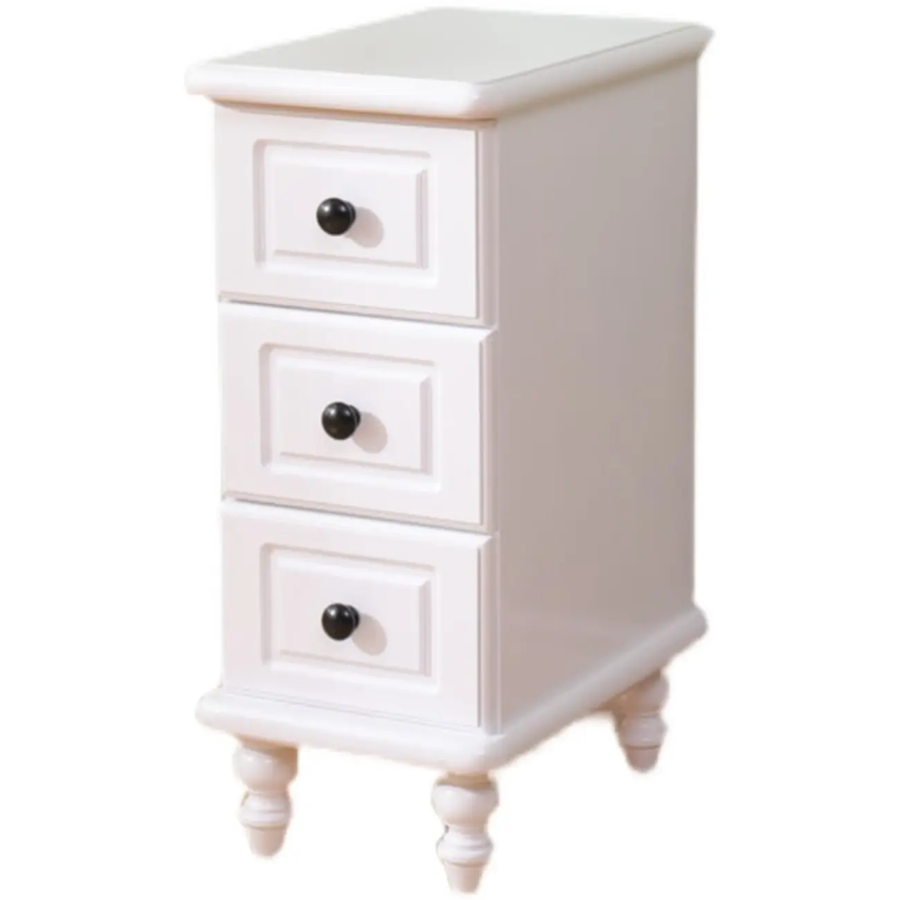 Art Deco Wood Top 3 Drawer Nightstand with Legs