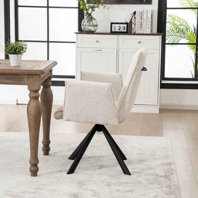 Modern Upholstered Dining Chairs with Swivel Metal Legs