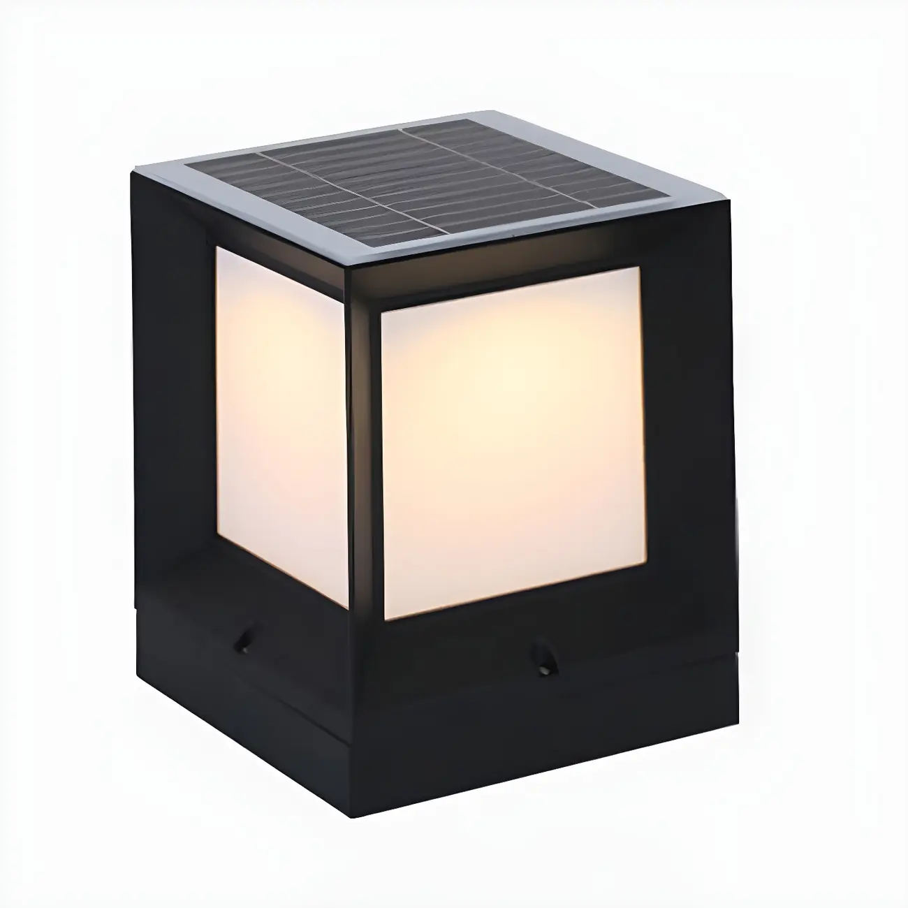 Simple Smooth Metal Cube Post Cap Light