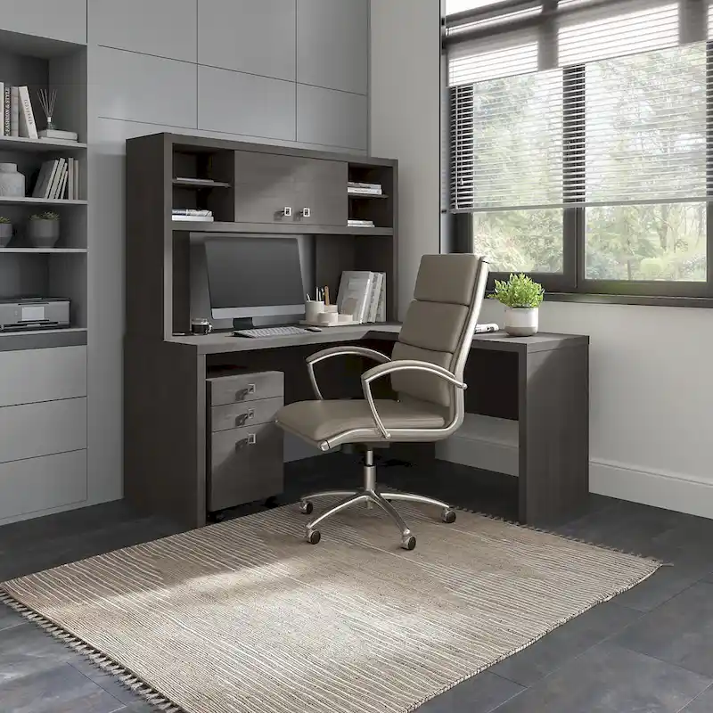 Echo L Shaped Desk with Hutch and Drawers by Bush Business Furniture