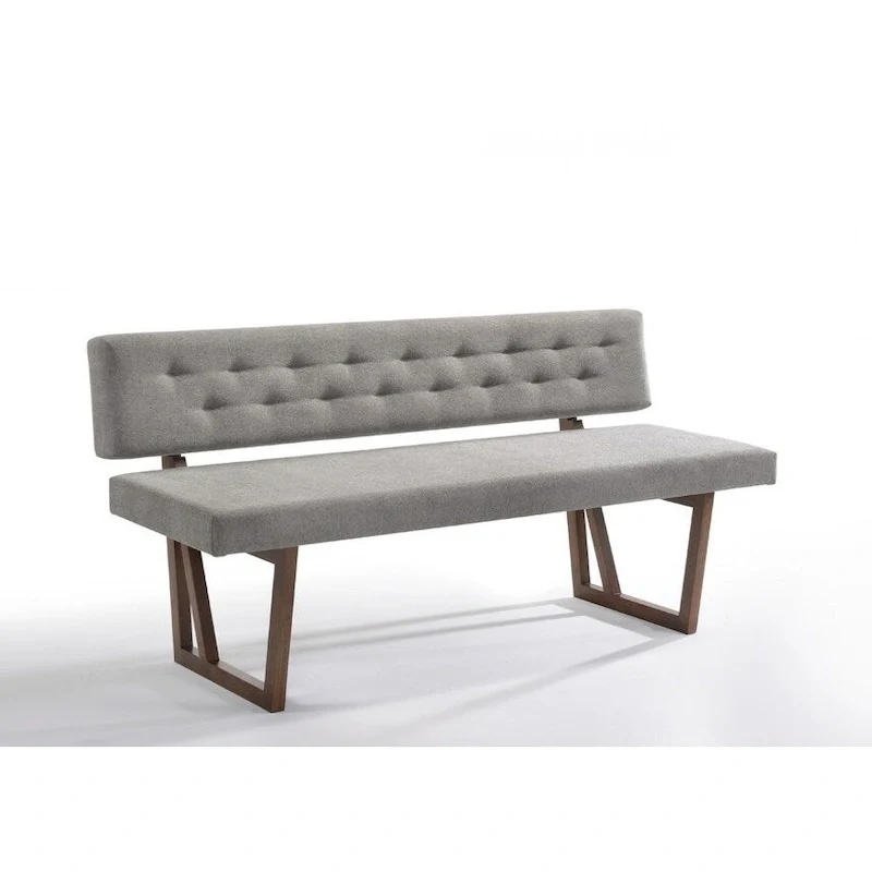 HomeRoots 63 Gray and Brown Upholstered Linen Blend Dining Bench - 63