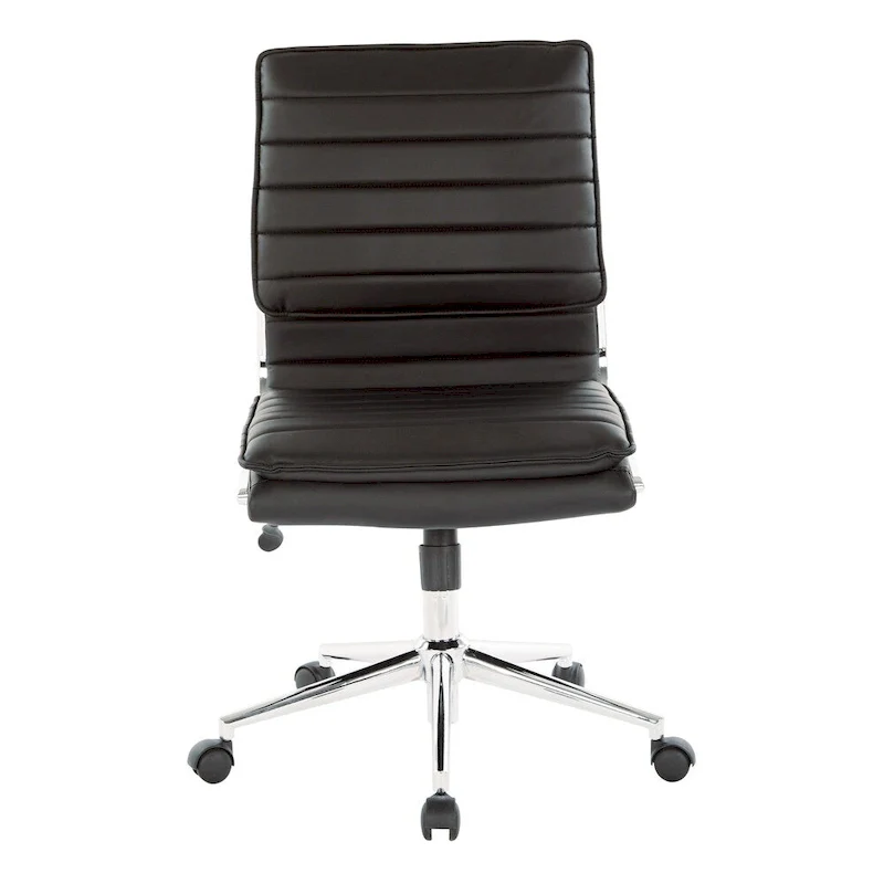 Armless Mid Back Professional Managers Faux Leather Chair with Chrome Base