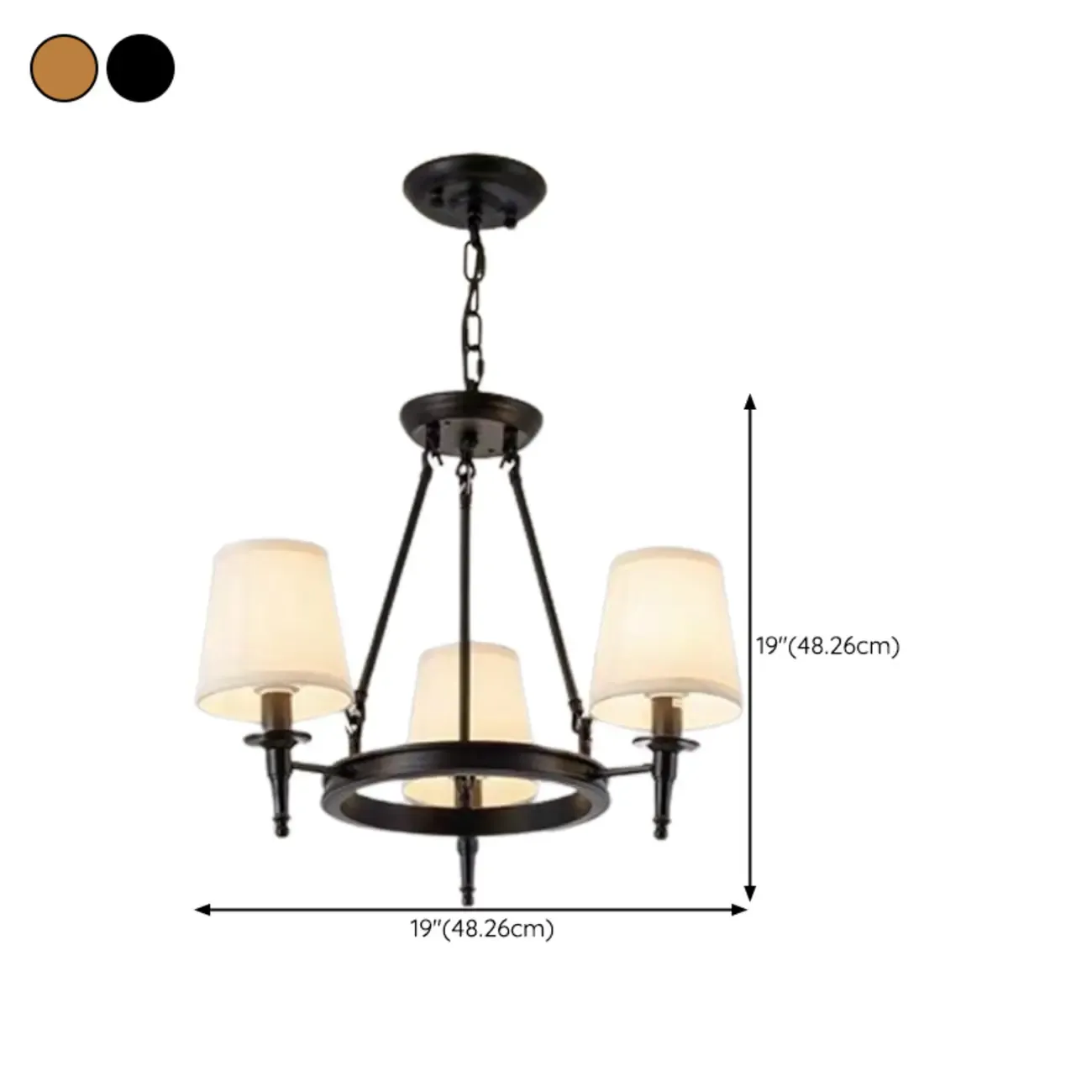 America Country Ring Fabric Lampshade Black Chandelier