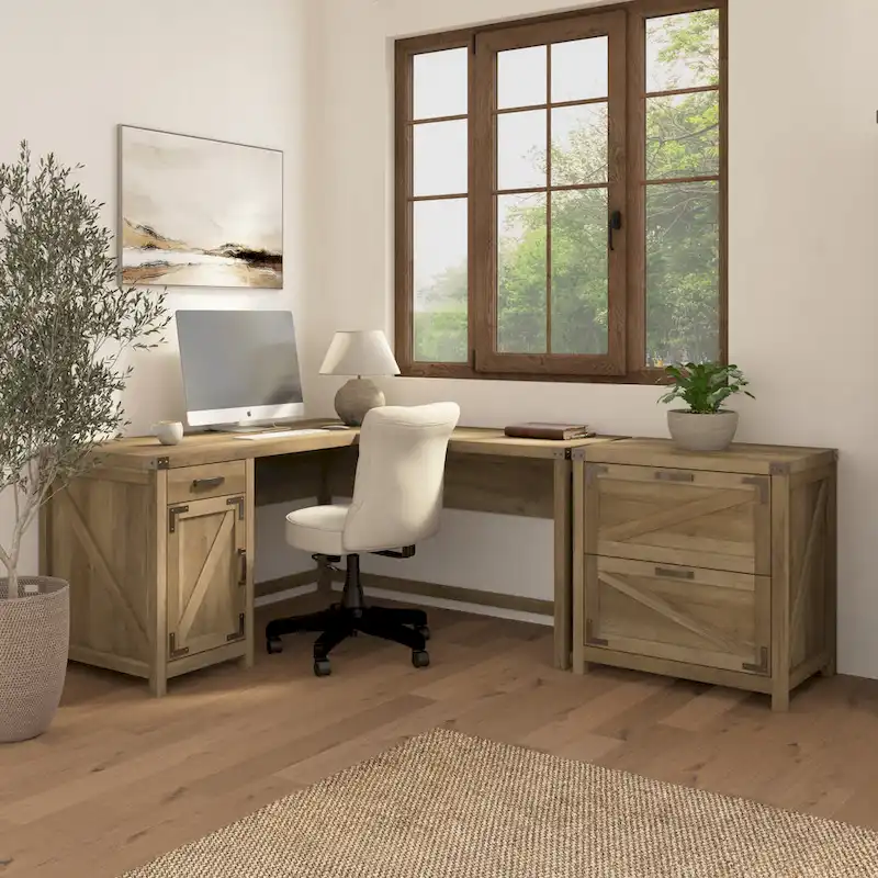 Knoxville 60W L Shaped Desk with File Cabinet by Bush Furniture