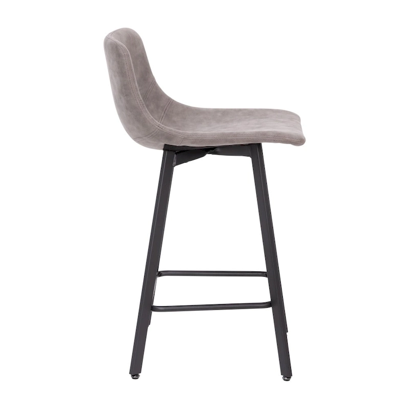Set of 2 Armless Upholstered Metal Counter Stools