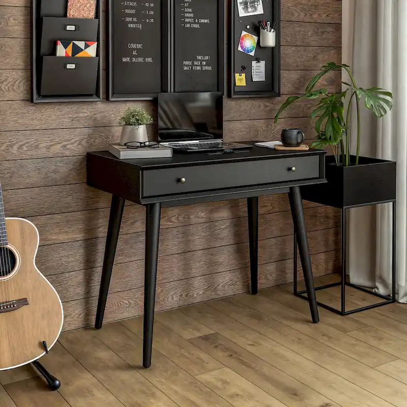 Mid-Century Solid Wood Desk with Drawer