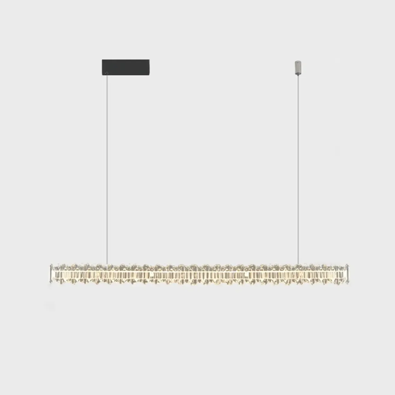 Linear Crystal Island Pendant Light Dimmable LED for Kitchen