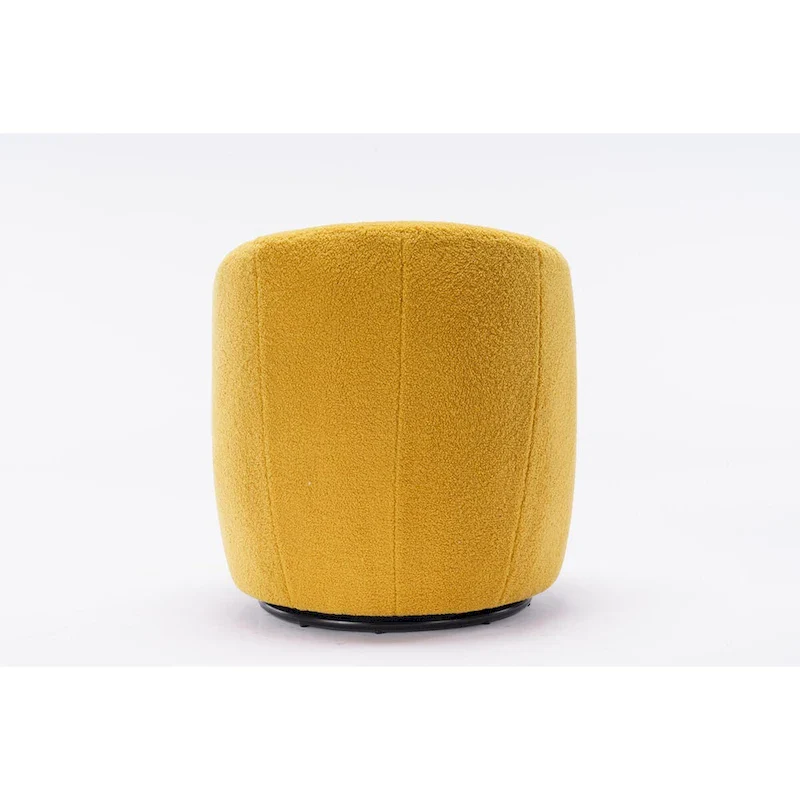 Swivel Accent Armchair Teddy Fabric Upholstered Barrel Chair with Black Point Round Swivel Metal Base