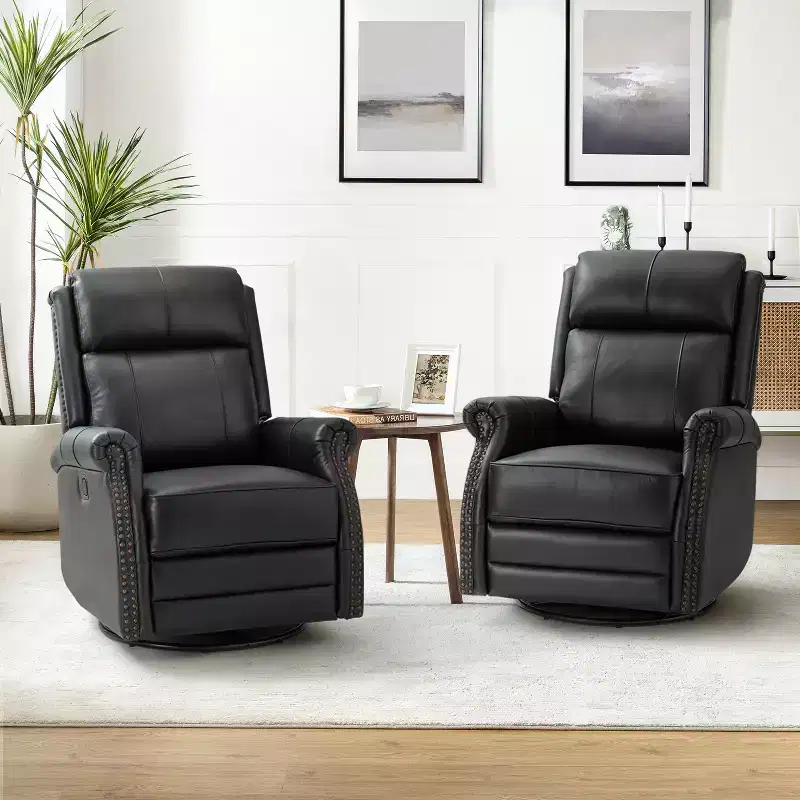 Irene 30.5 Wide Genuine Leather Manual Recliner with Rolled Arms Set of 2| ART OF LIVING DESIGNS