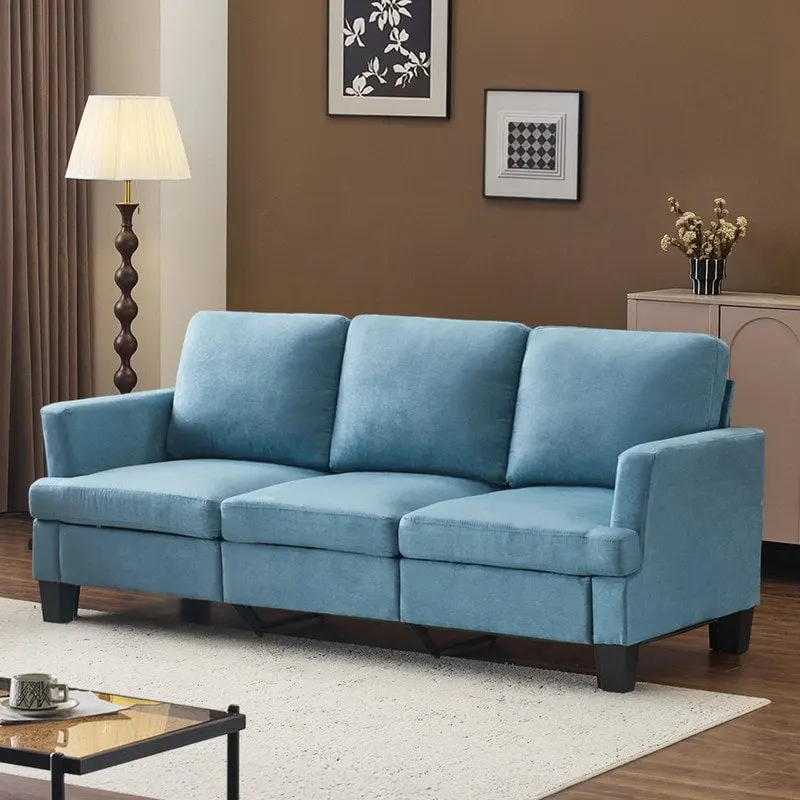 83.5 Upholstered Square Arm Suede Sofa